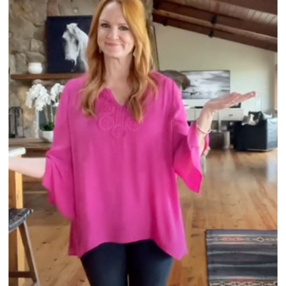The Pioneer Woman Sharkbite Tunic Pink Size XXL